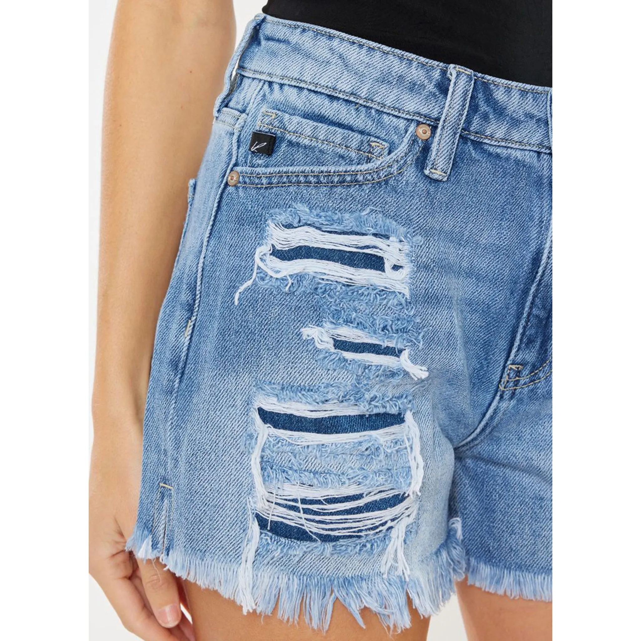 Short déchiré à taille haute pour femme KanCan