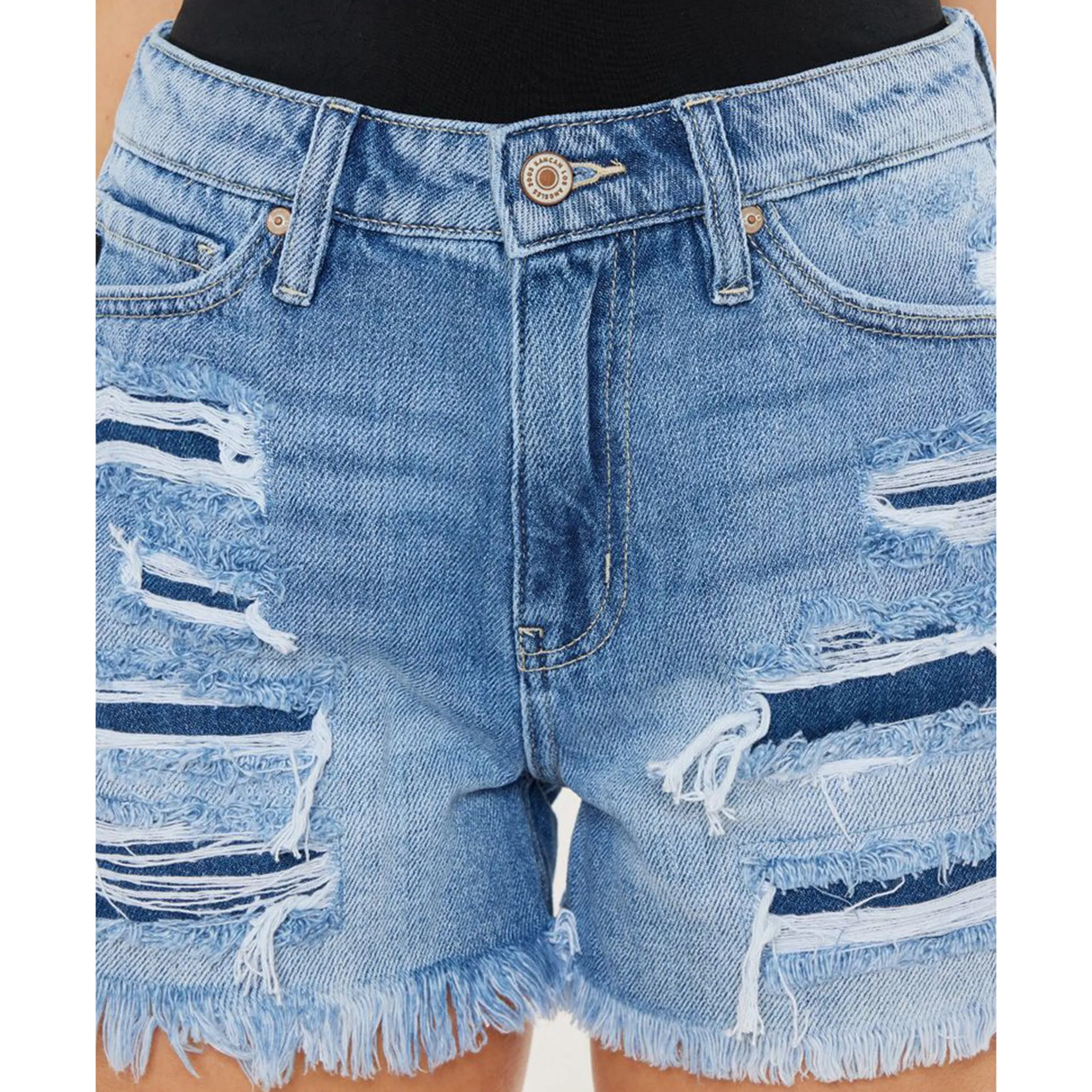 Short déchiré à taille haute pour femme KanCan
