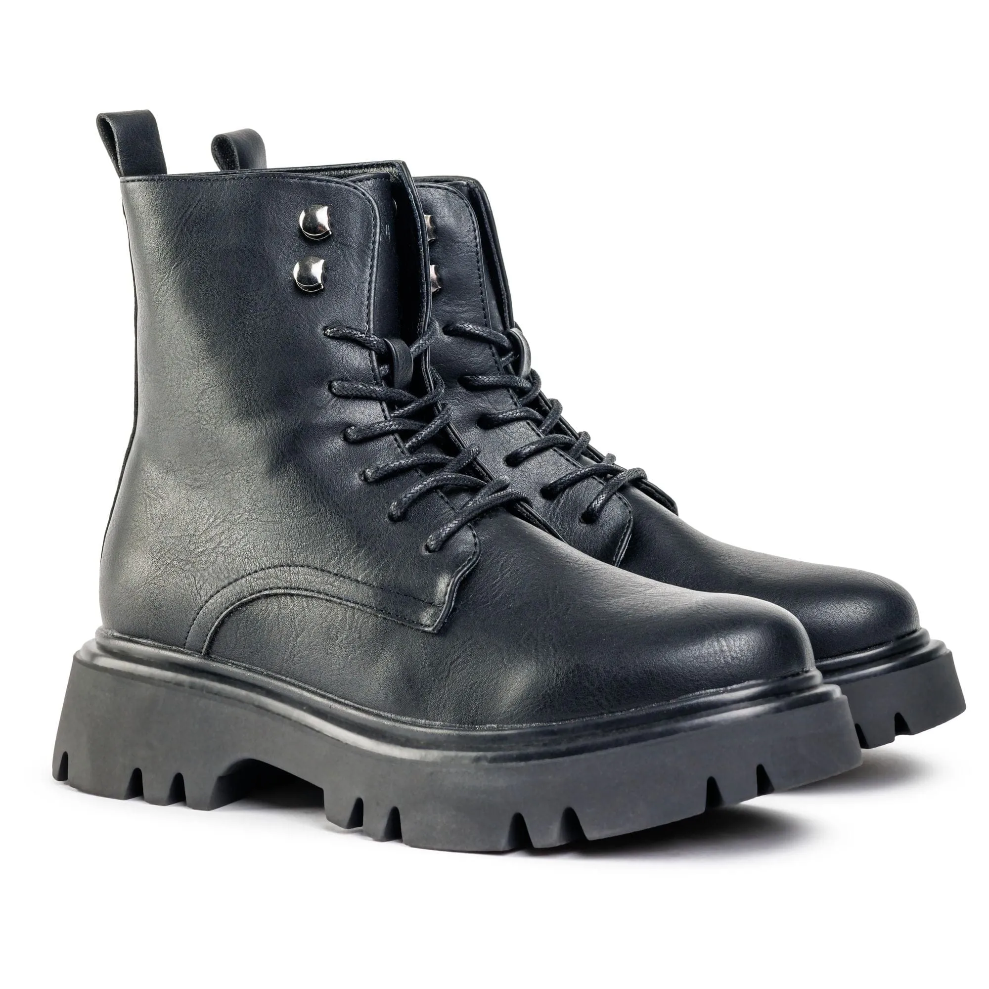 Bottes lacées en simili cuir vegan pour femmes Kanzi | Noir