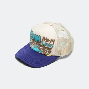Casquette Trucker Kapital Clothing DENIM HOMME AMOUR CHATS - Écru/Violet