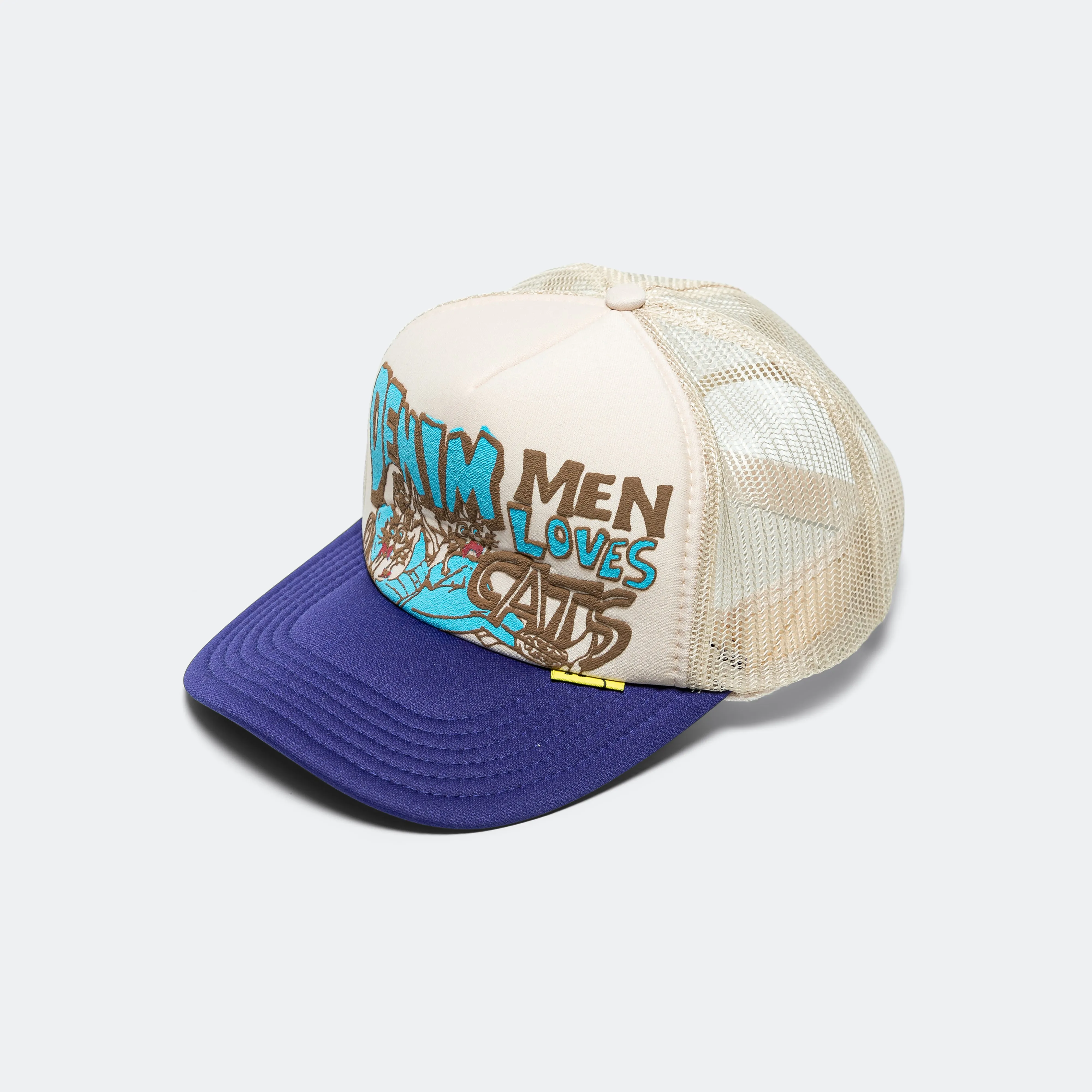 Casquette Trucker Kapital Clothing DENIM HOMME AMOUR CHATS - Écru/Violet