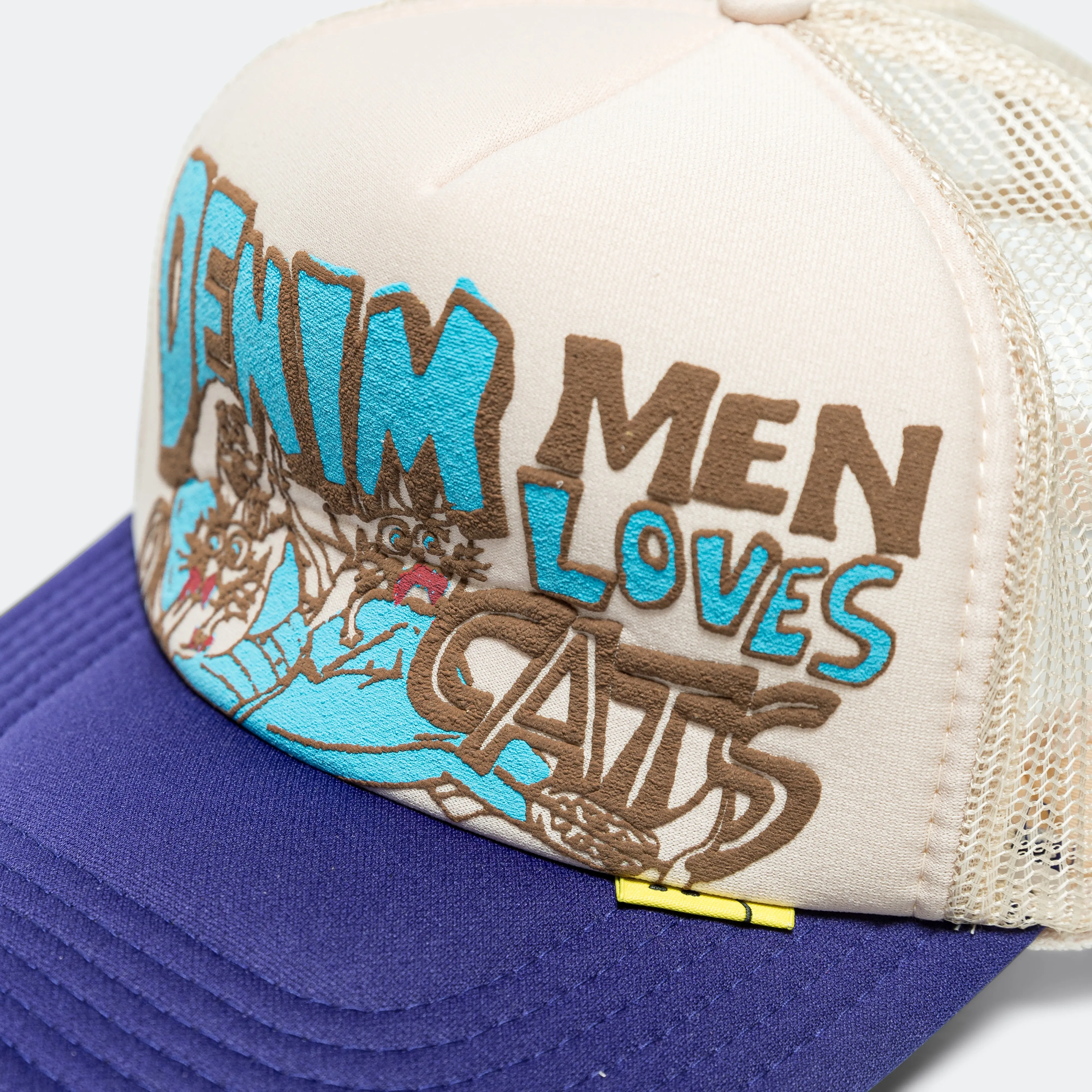 Casquette Trucker Kapital Clothing DENIM HOMME AMOUR CHATS - Écru/Violet