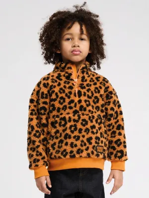 KENZO Kids Pull à mi-zip léopard en orange