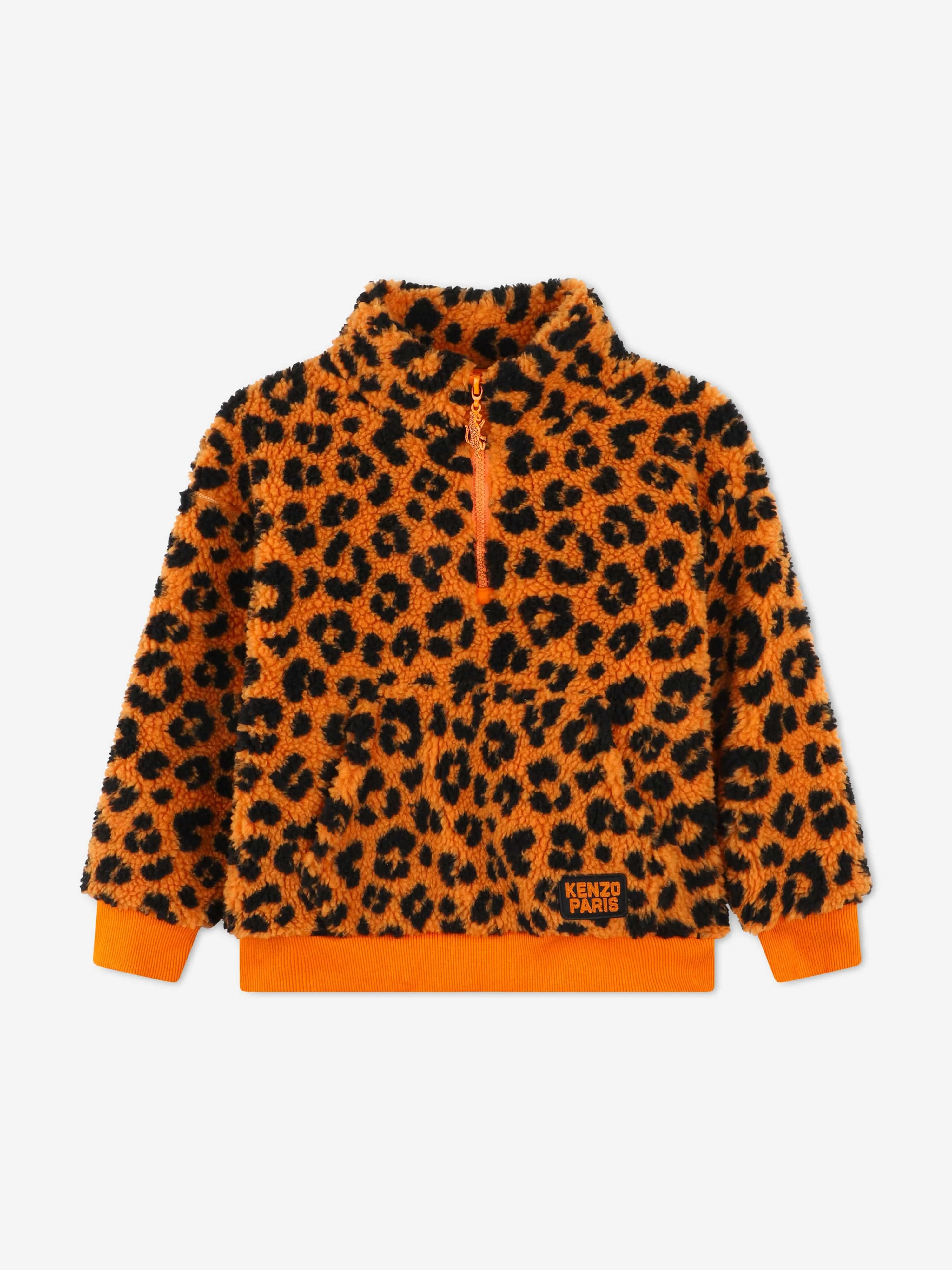 KENZO Kids Pull à mi-zip léopard en orange