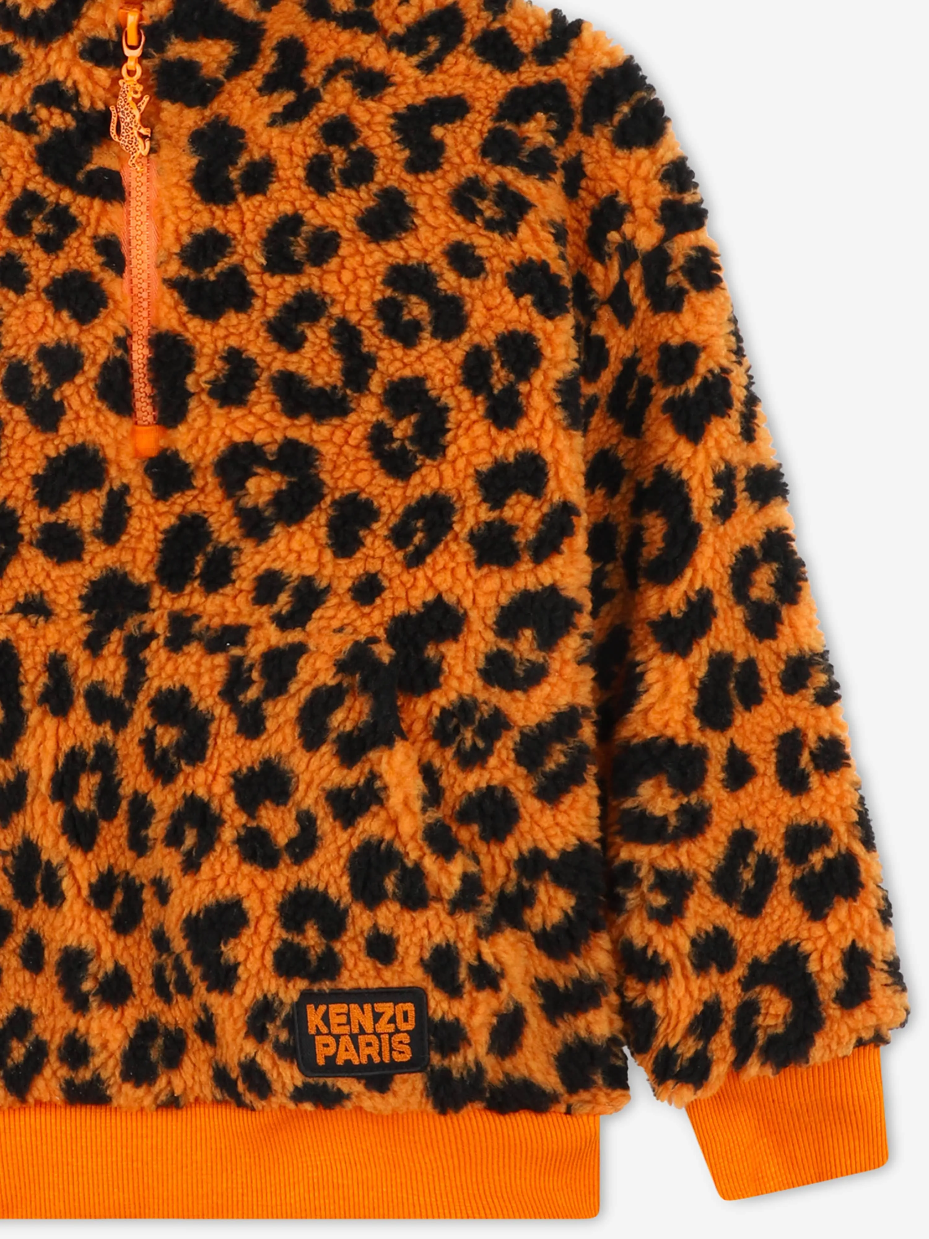 KENZO Kids Pull à mi-zip léopard en orange