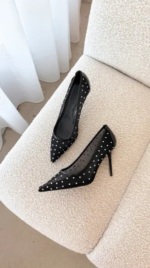 Lee Heels - Noir Mesh Diamanté