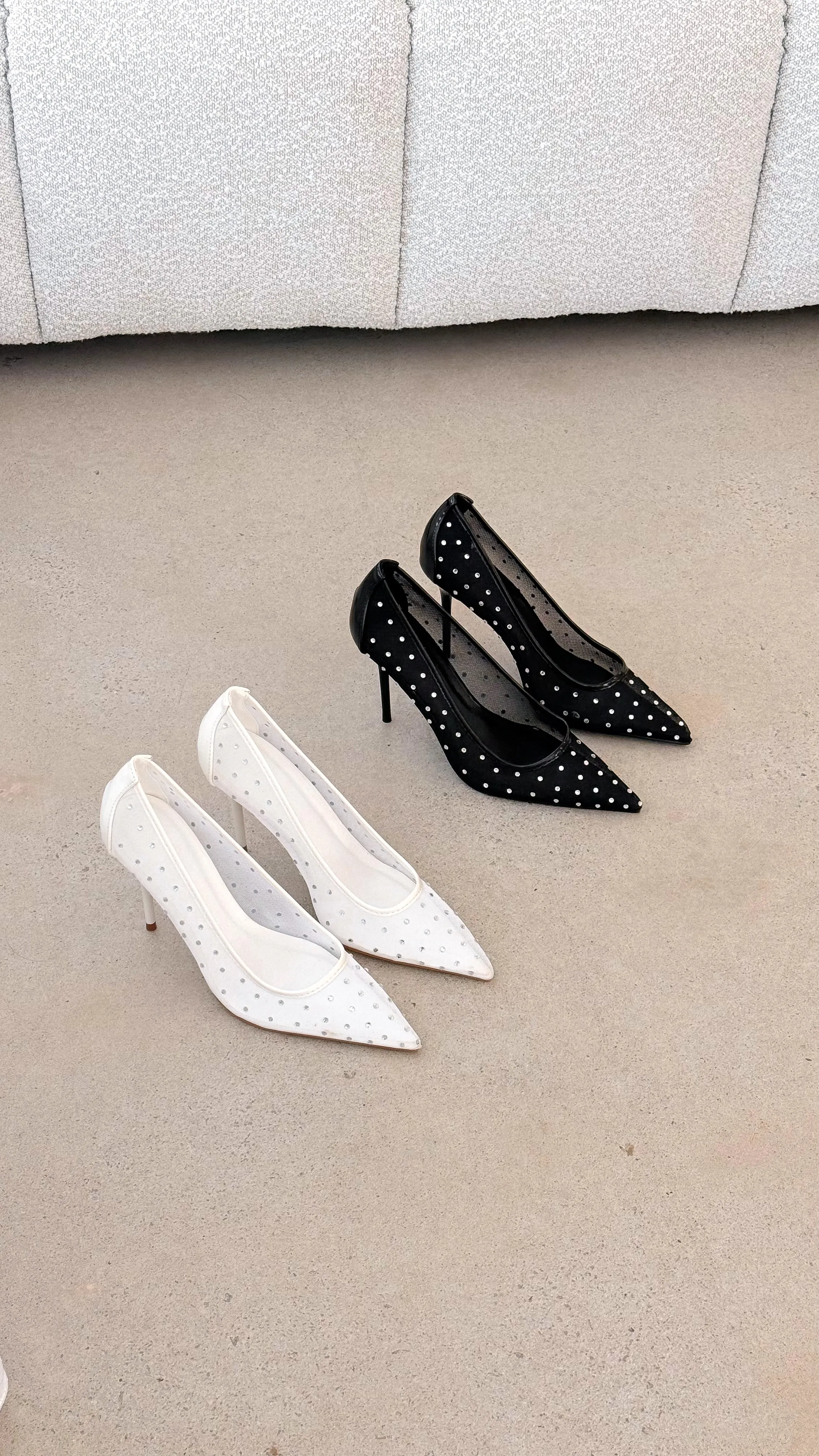 Lee Heels - Noir Mesh Diamanté