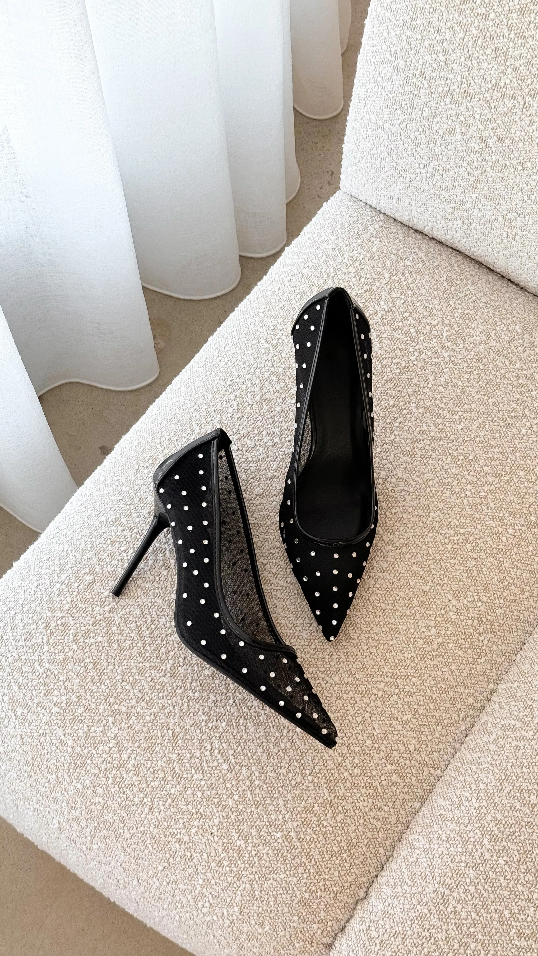 Lee Heels - Noir Mesh Diamanté