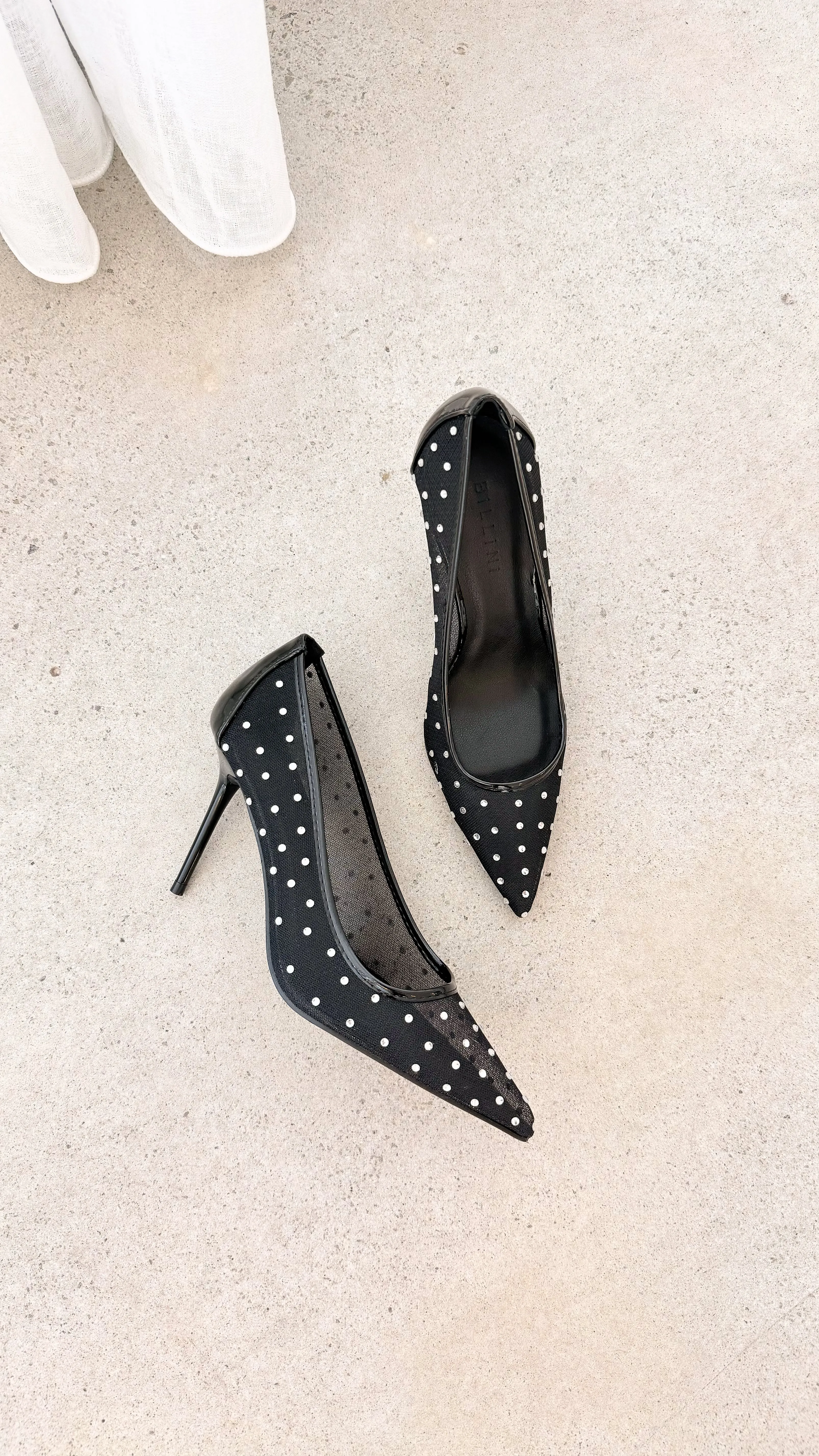 Lee Heels - Noir Mesh Diamanté