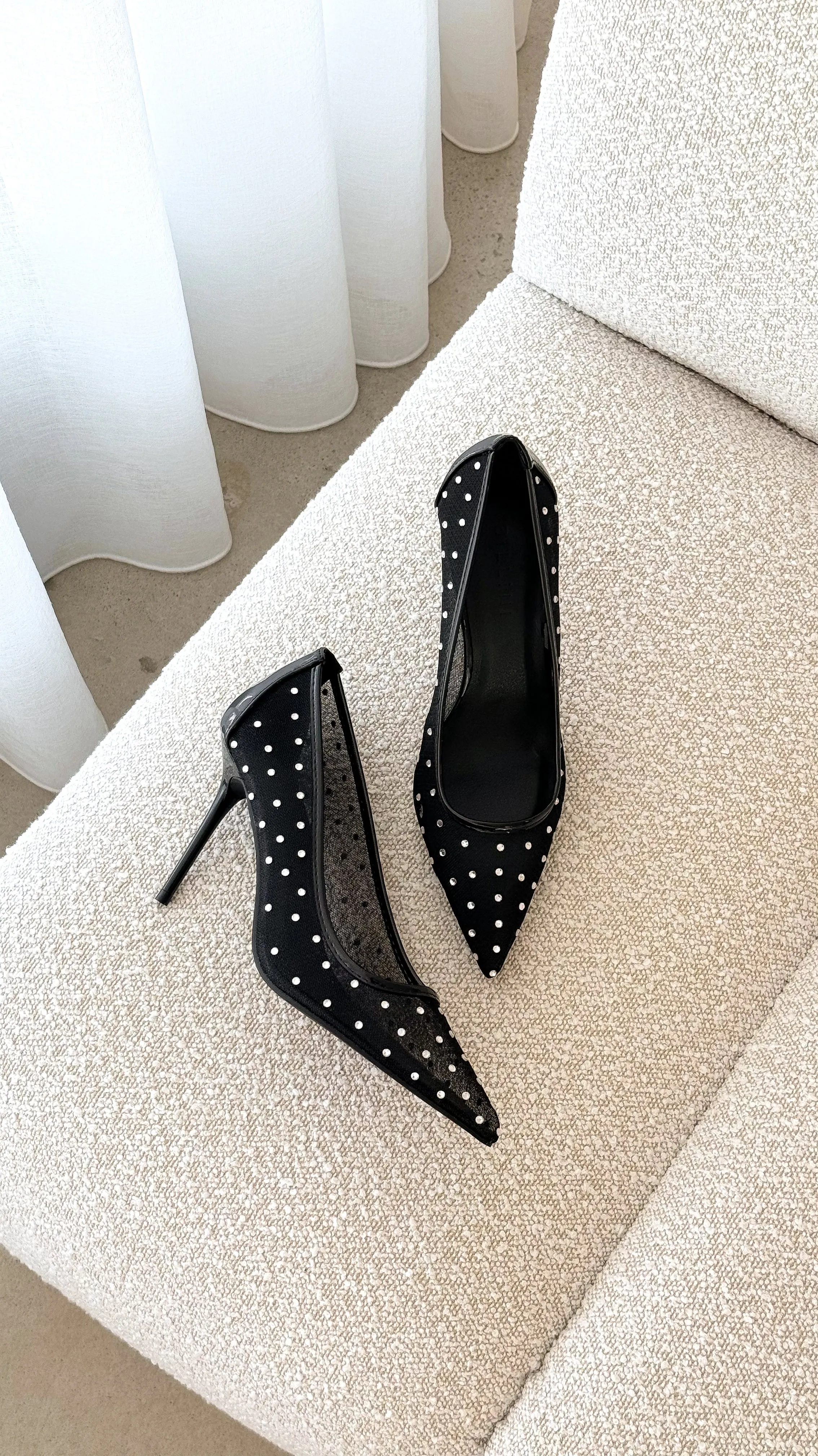 Lee Heels - Noir Mesh Diamanté