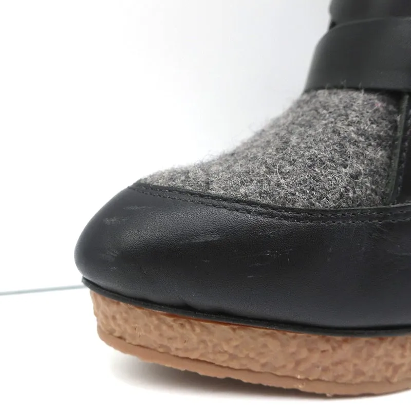 Bottes chelsea à plateforme Loeffler Randall Serena en cuir noir et flanelle grise taille 8
