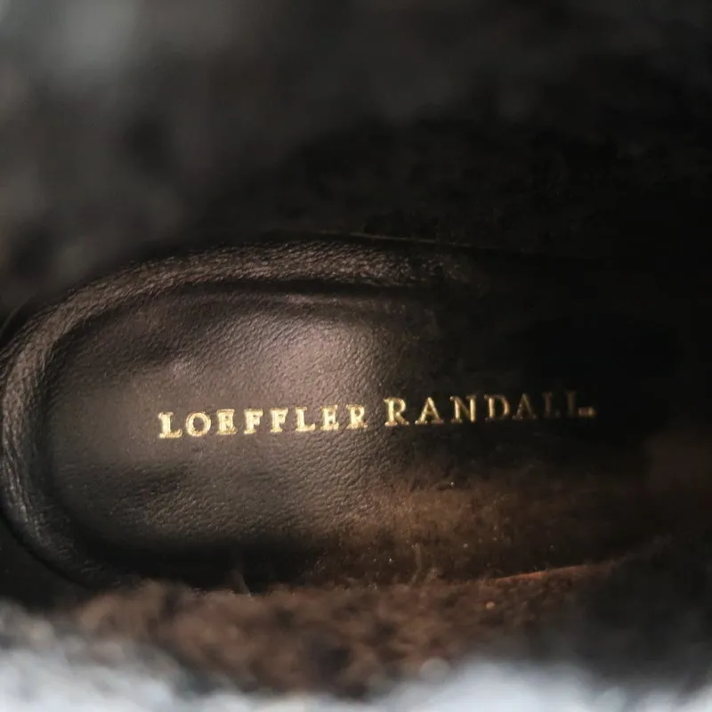Bottes chelsea à plateforme Loeffler Randall Serena en cuir noir et flanelle grise taille 8