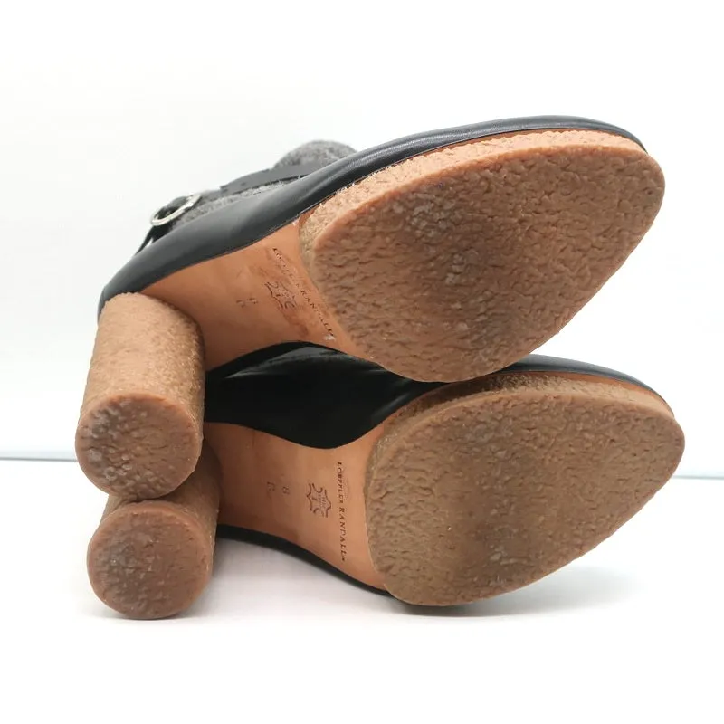 Bottes chelsea à plateforme Loeffler Randall Serena en cuir noir et flanelle grise taille 8