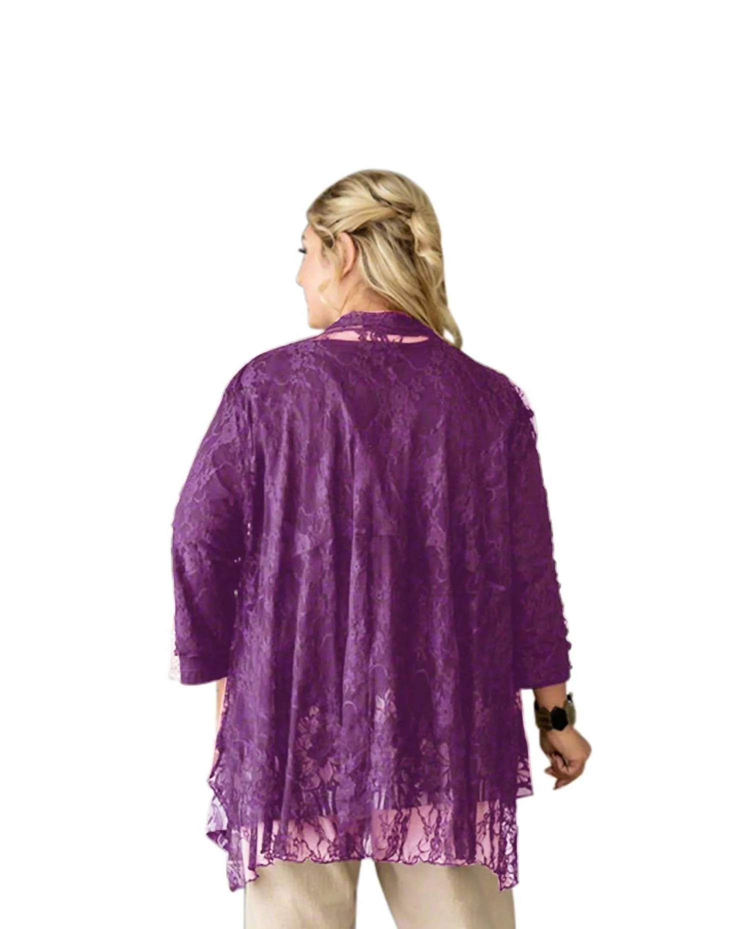 Veste à manches longues en dentelle de Londres - Taille grande en dentelle violette