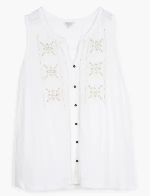 Lucky Brand Débardeur Brodé Blanc Éclatant Lucky Brand
