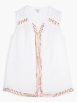 Lucky Brand Débardeur Brodé Blanc Chanceux Lucky Brand