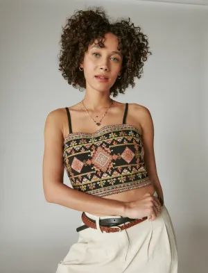 Lucky Brand Débardeur court brodé géométrique noir Lucky Brand