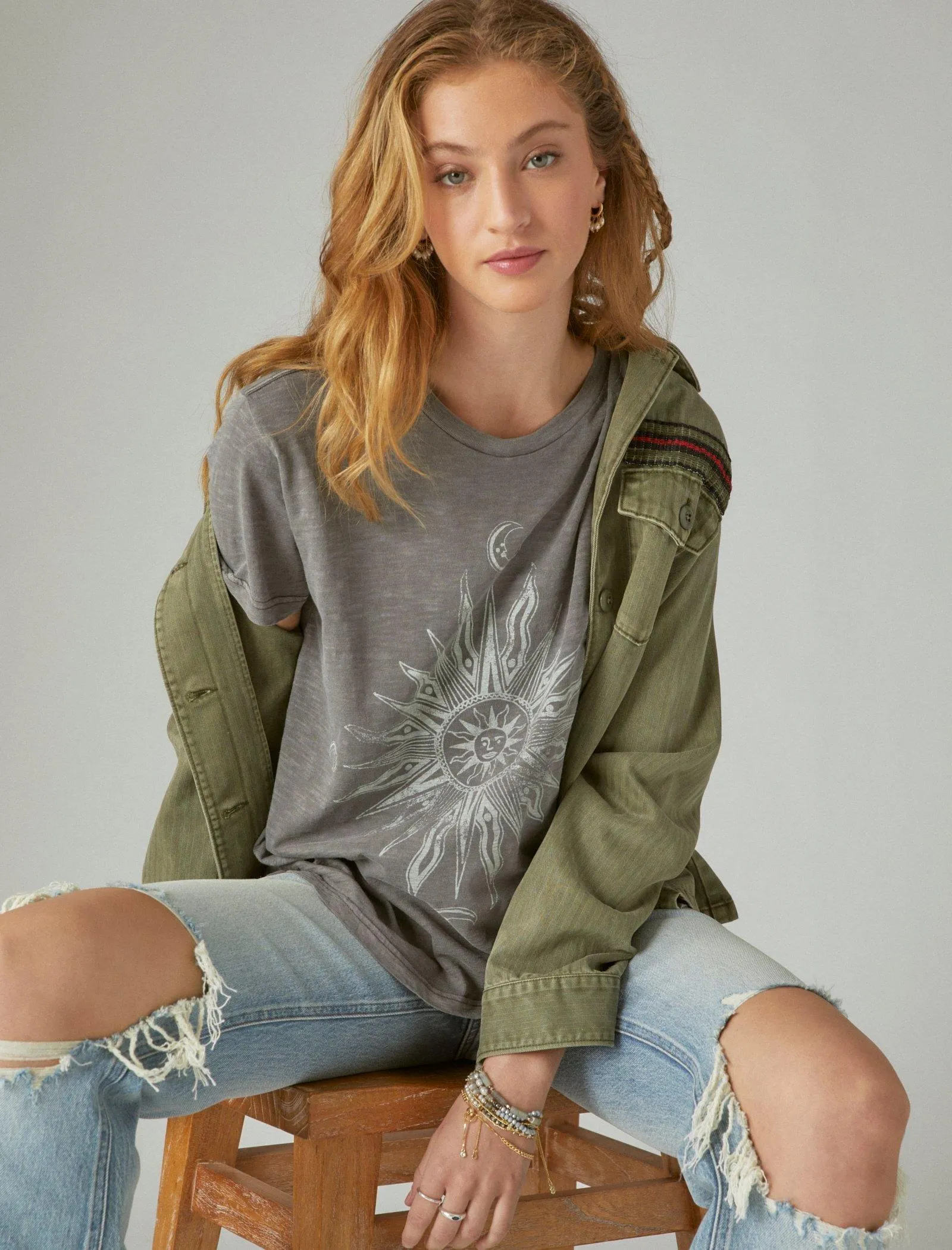 Lucky Brand Spiritual Boyfriend Crew Prune Chat Lucky Brand