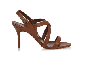 Manolo Blahnik Femme Escarpins à Lanières Singanu Sandales en Cuir Marron_Manolo-Blahnik