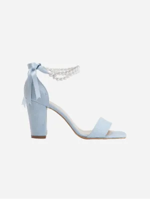 Sandales à talons Melissa en daim végan perlé | Bleu