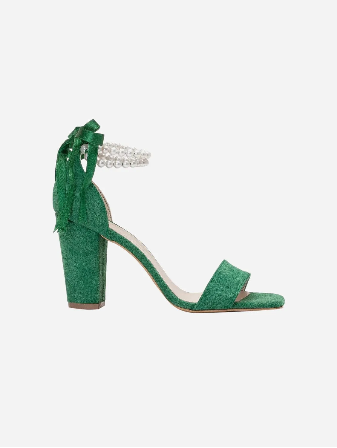 Sandales à talons Melissa en suédine vegan perle | Vert