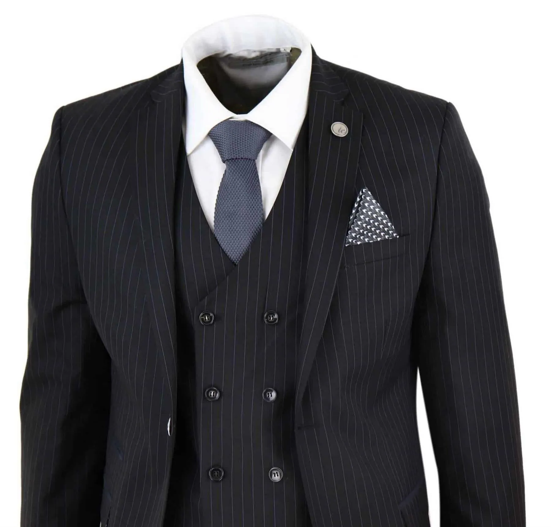 Costume Homme 3 Pièces Rayé Noir Rétro