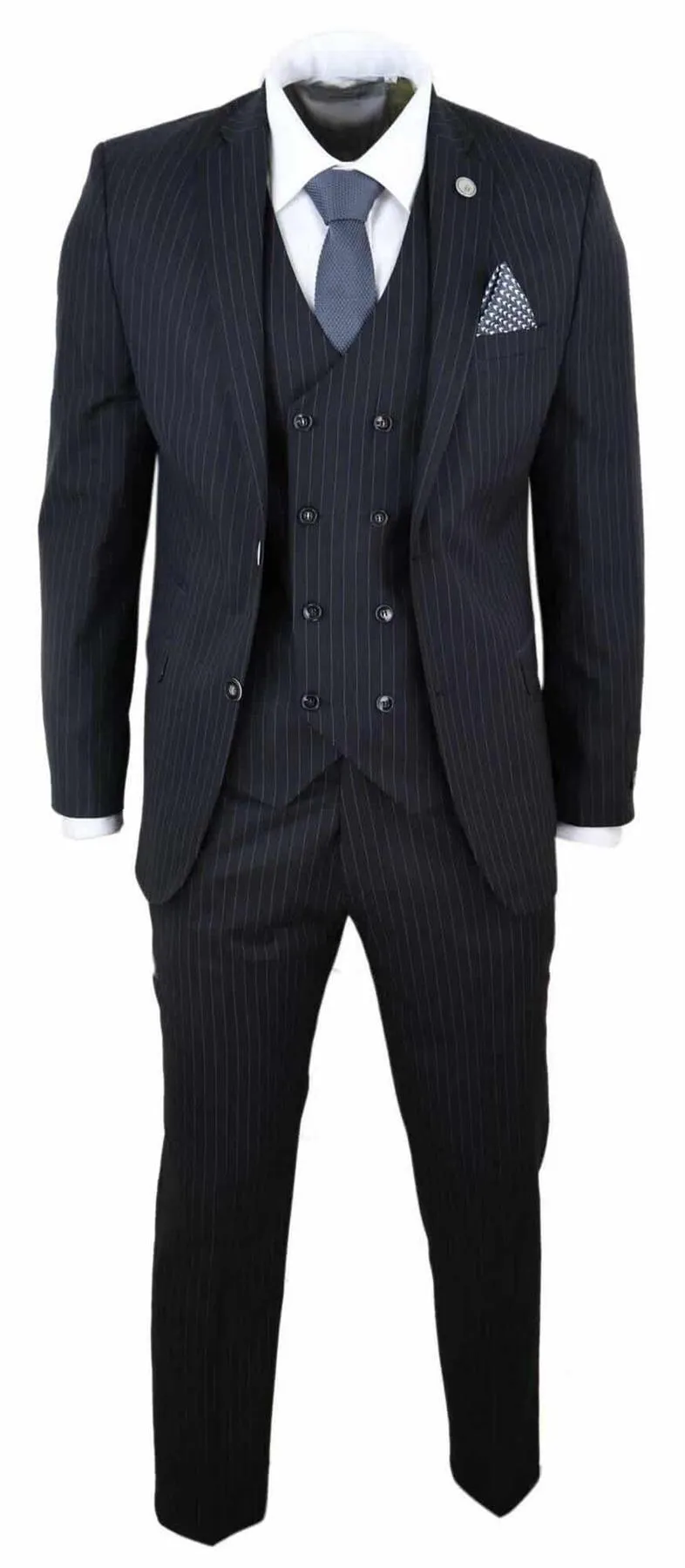 Costume Homme 3 Pièces Rayé Noir Rétro