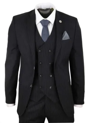 Costume Homme 3 Pièces Rayé Noir Rétro