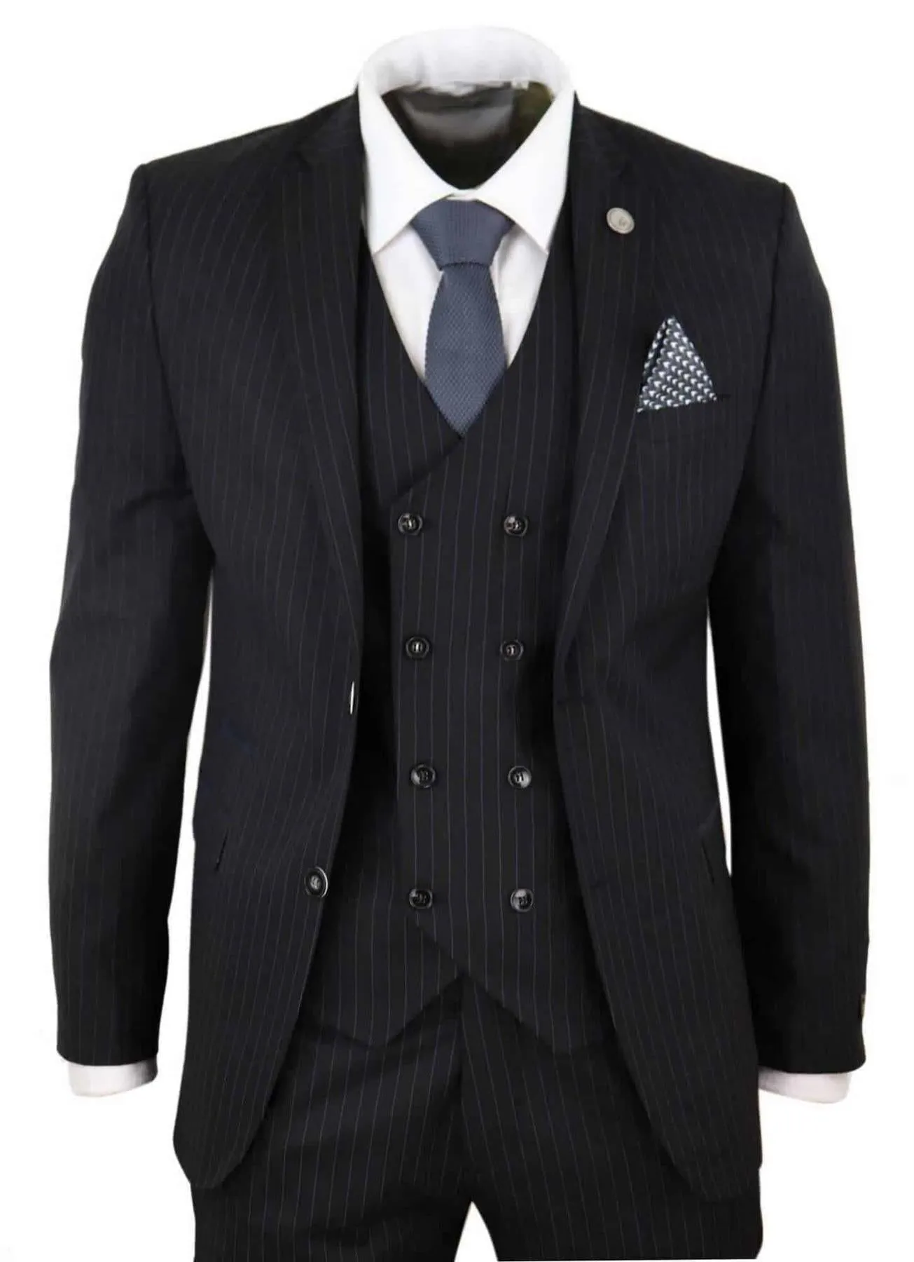 Costume Homme 3 Pièces Rayé Noir Rétro