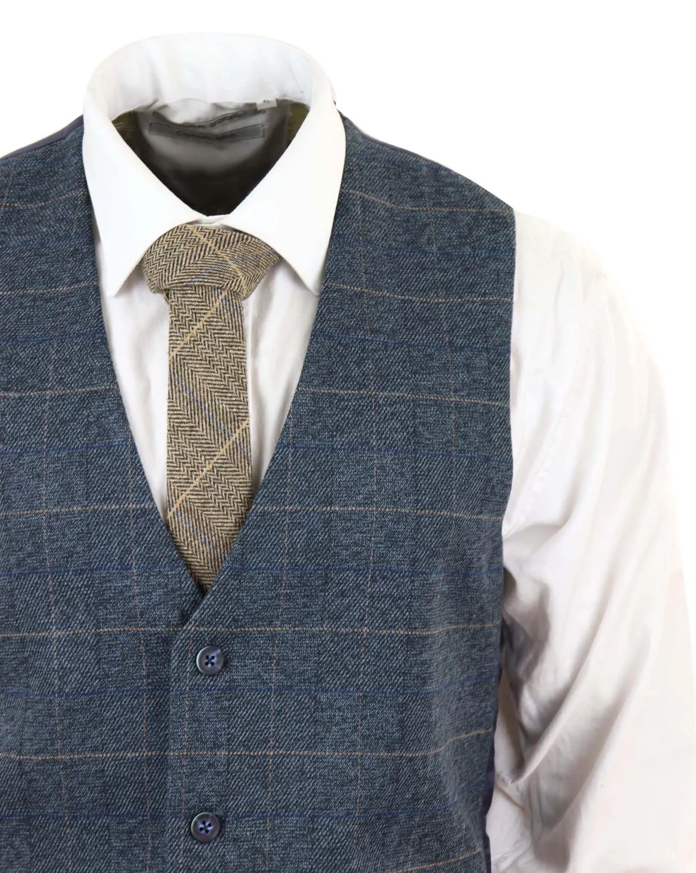 Costume vintage en tweed bleu à carreaux, 3 pièces pour homme