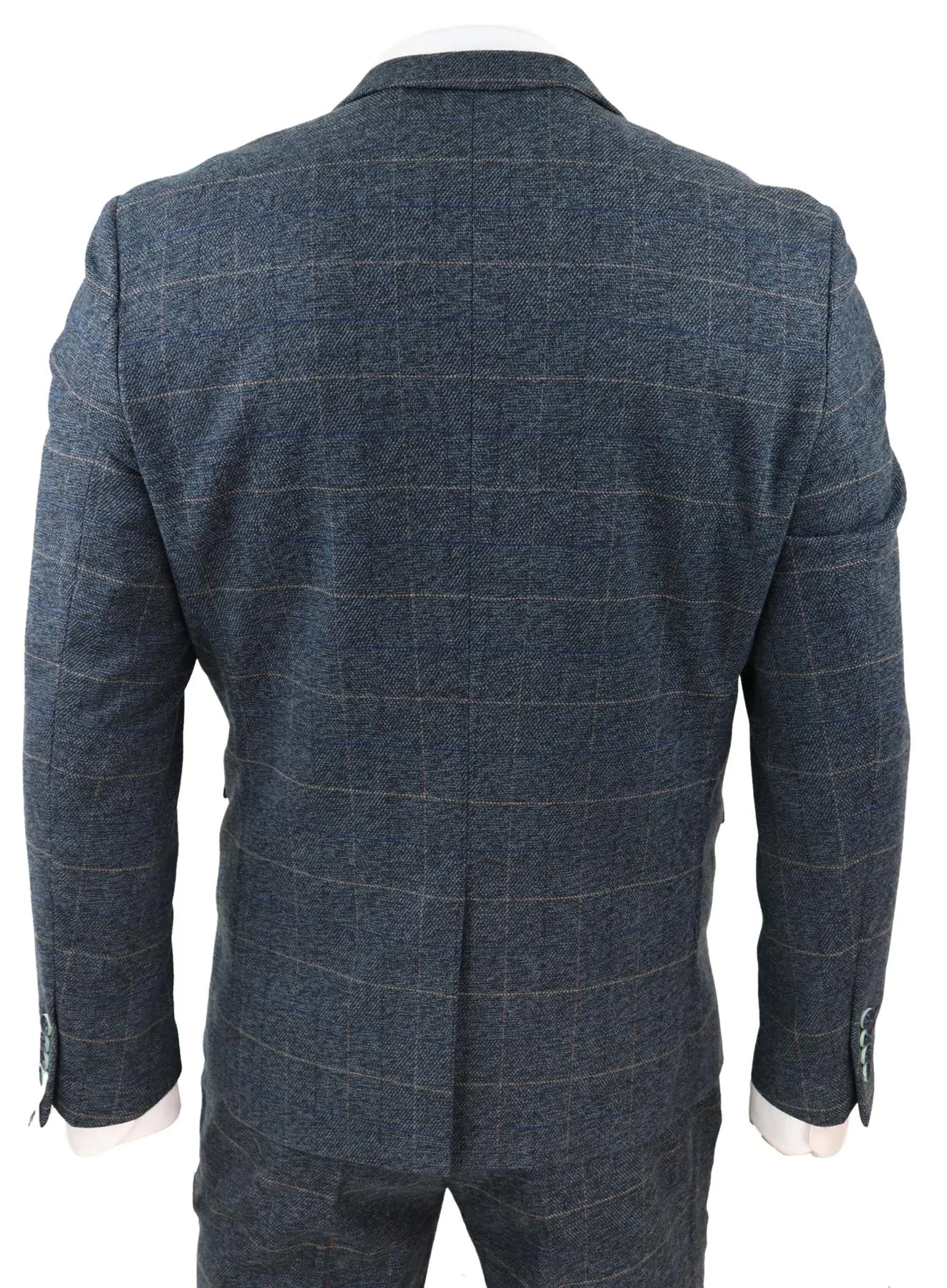 Costume vintage en tweed bleu à carreaux, 3 pièces pour homme
