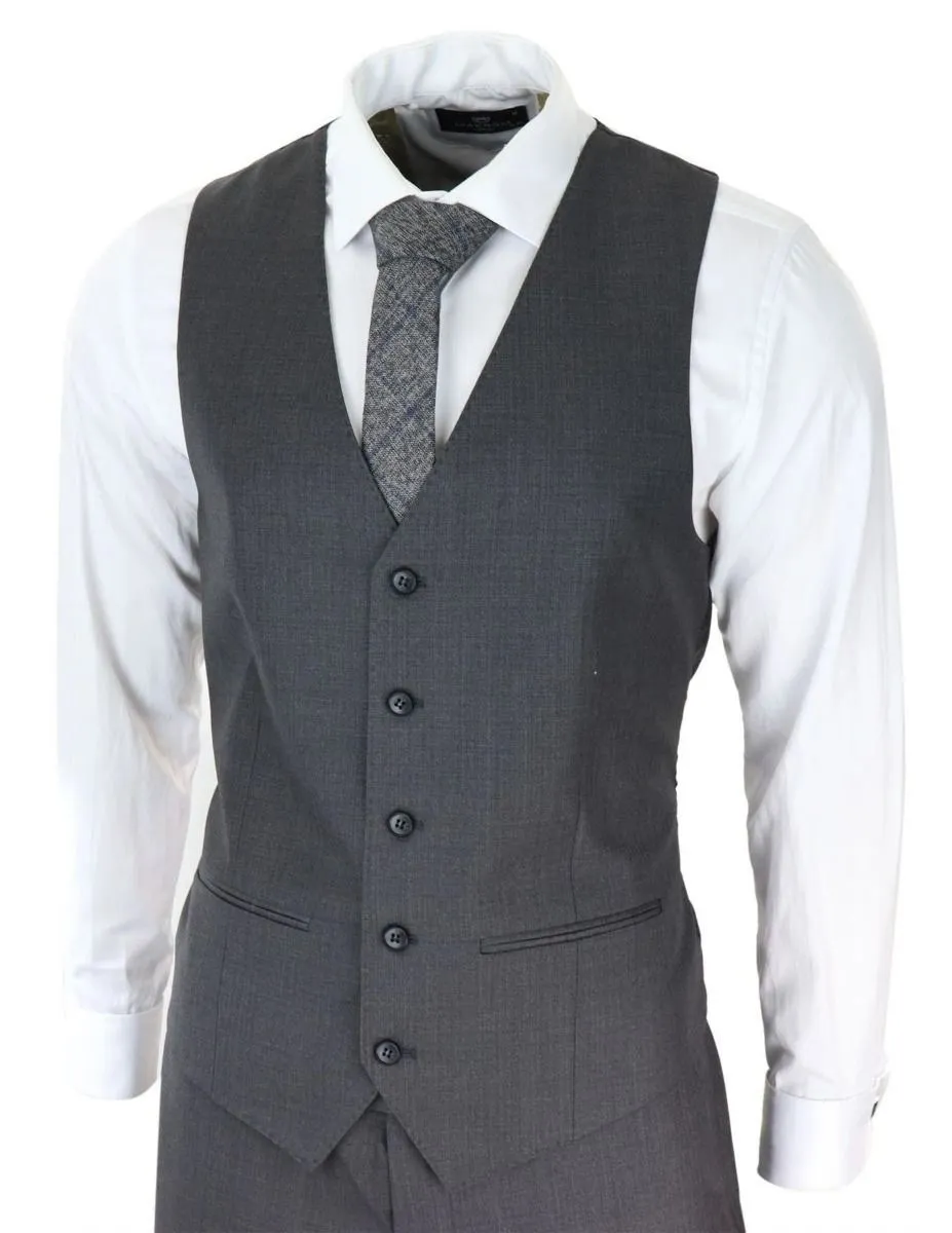 Costume rétro classique 3 pièces gris anthracite à coutures contrastées pour homme