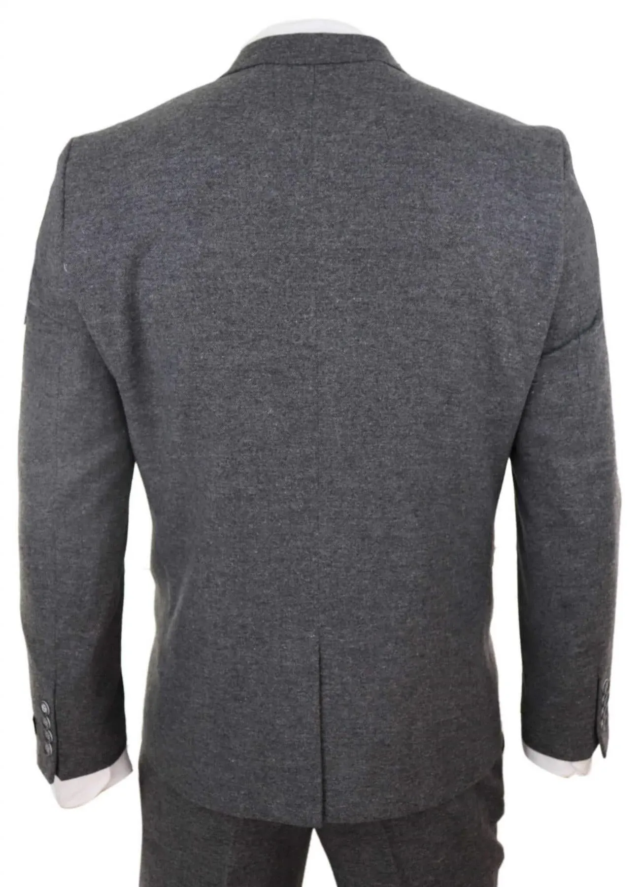 Costume vintage rétro en laine tweed gris 3 pièces pour homme