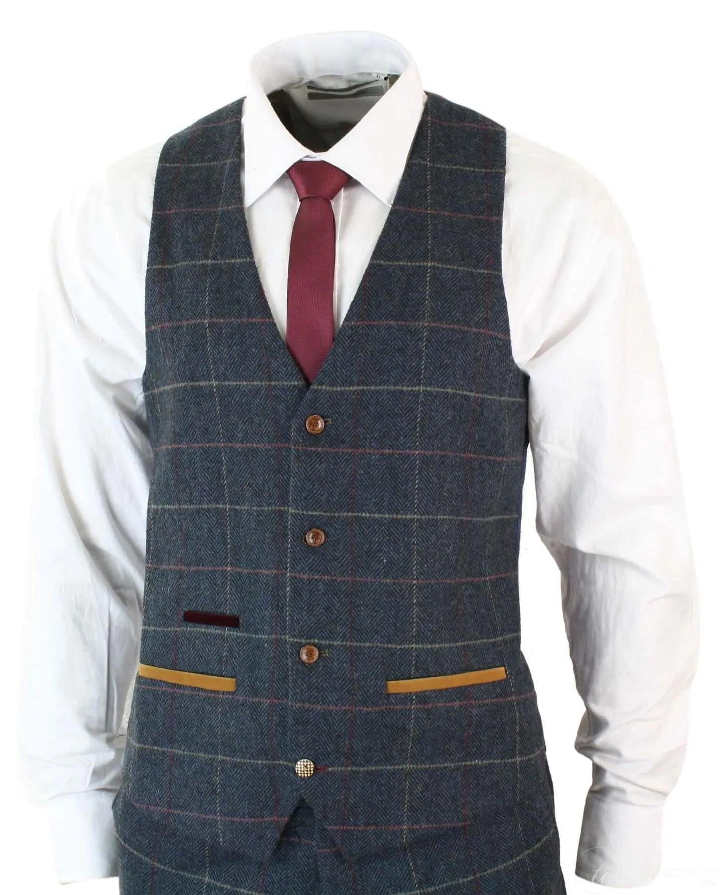 Costume vintage trois pièces en laine chinée bleu marine