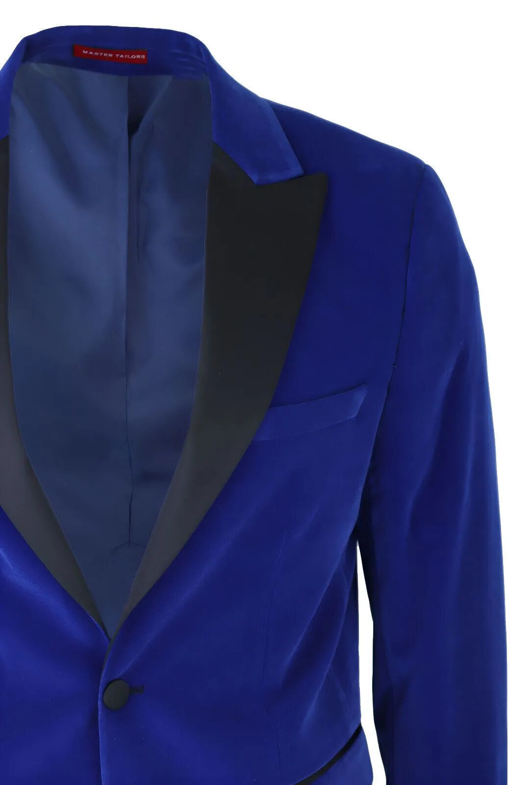 Veste de smoking en velours bleu pour homme