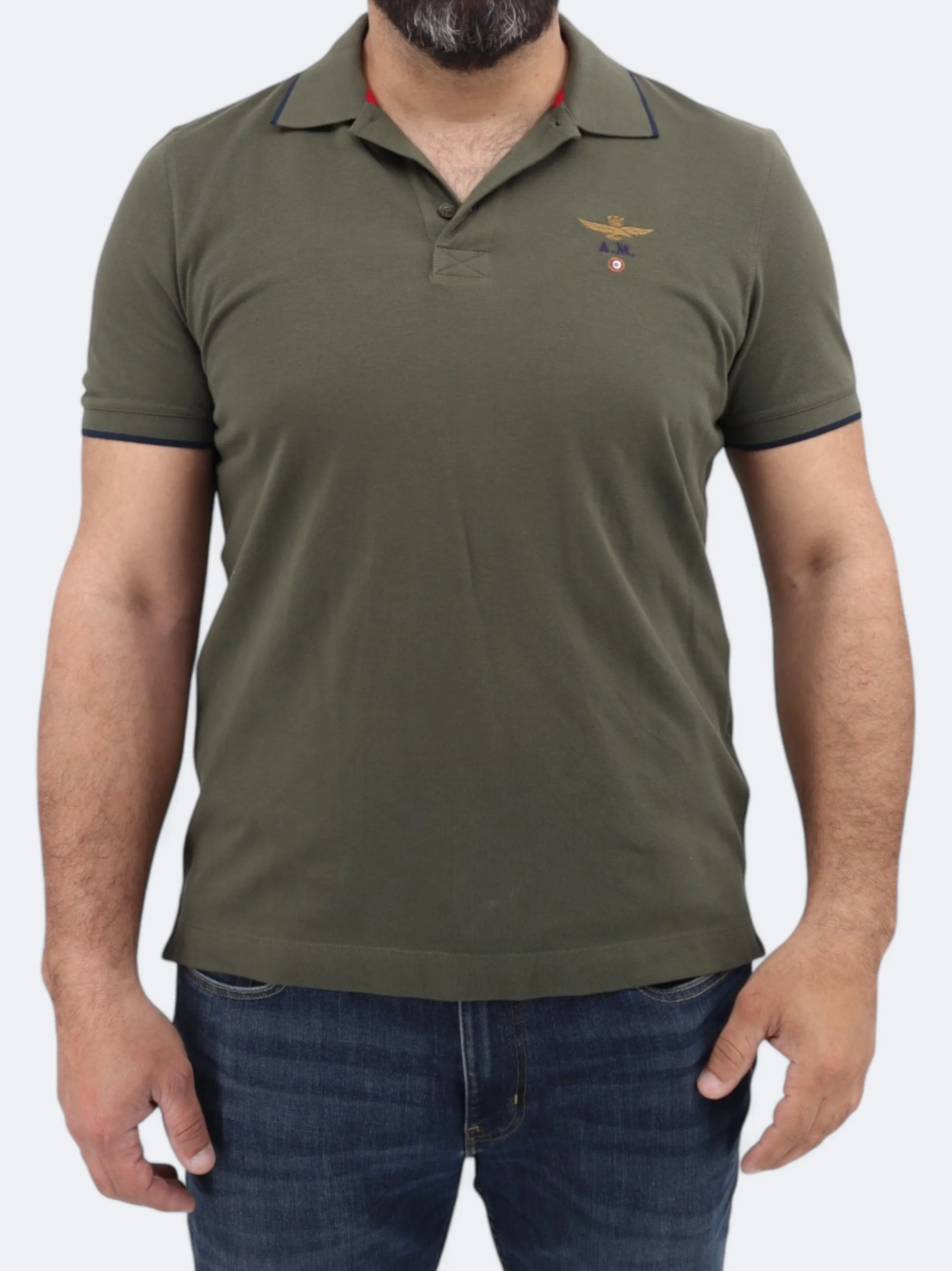 Polo Homme Brodé au Logo de la Marque, Olive