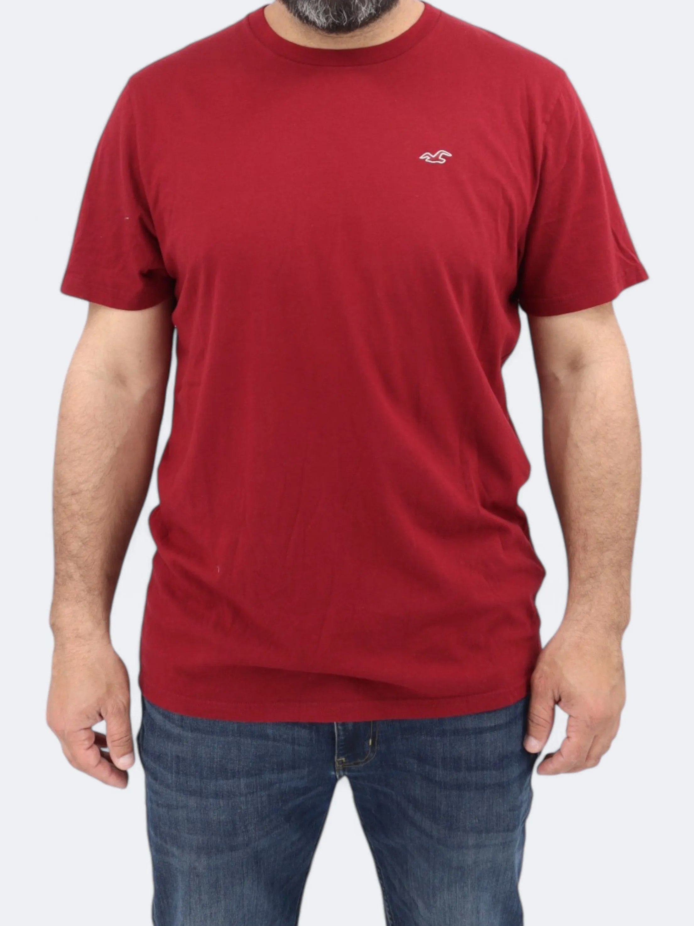 T-shirt Homme Brodé Logo de Marque, Bordeau