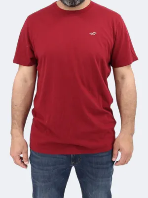 T-shirt Homme Brodé Logo de Marque, Bordeau
