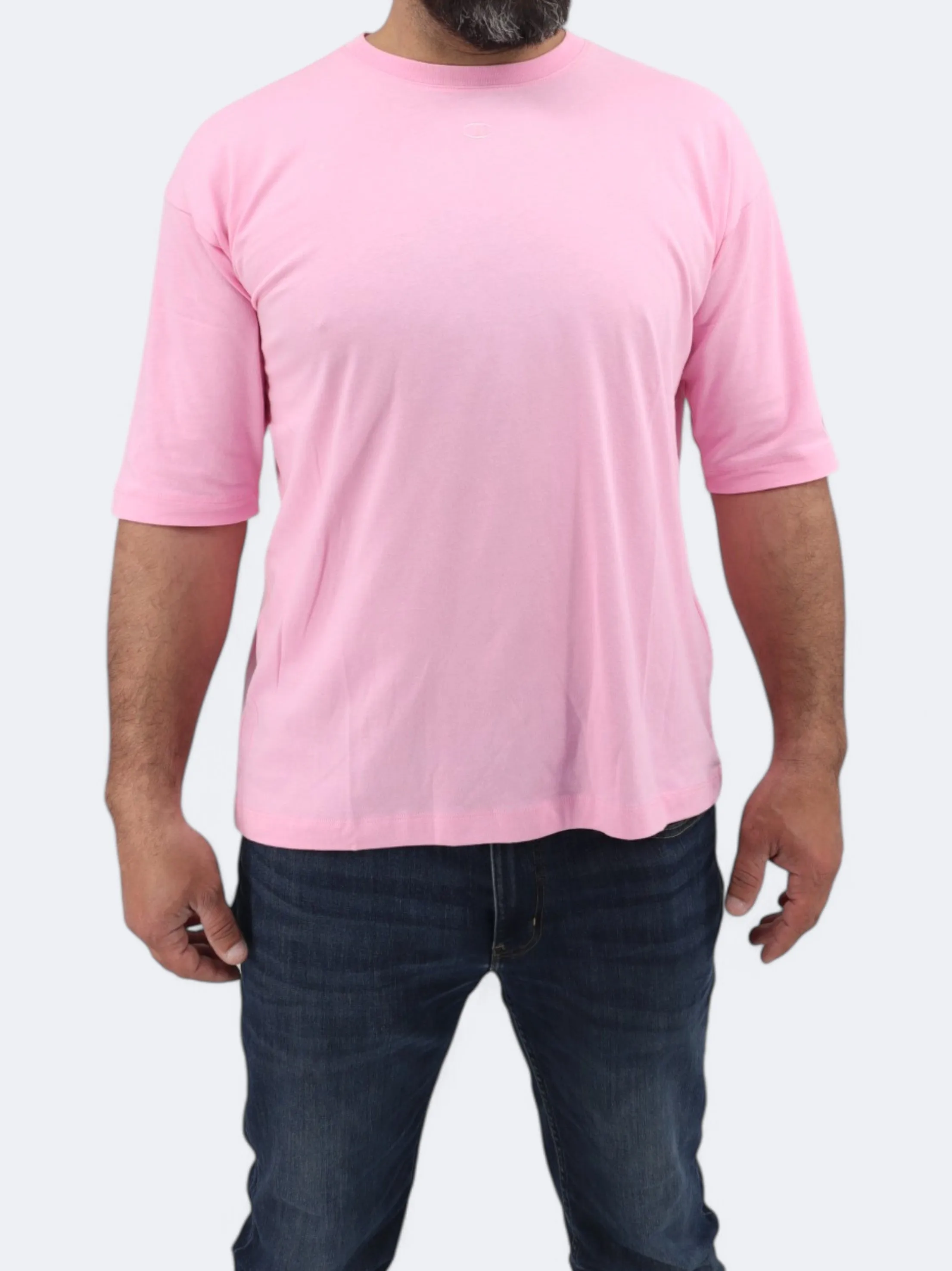 T-shirt Homme Brodé Logo de Marque, Rose