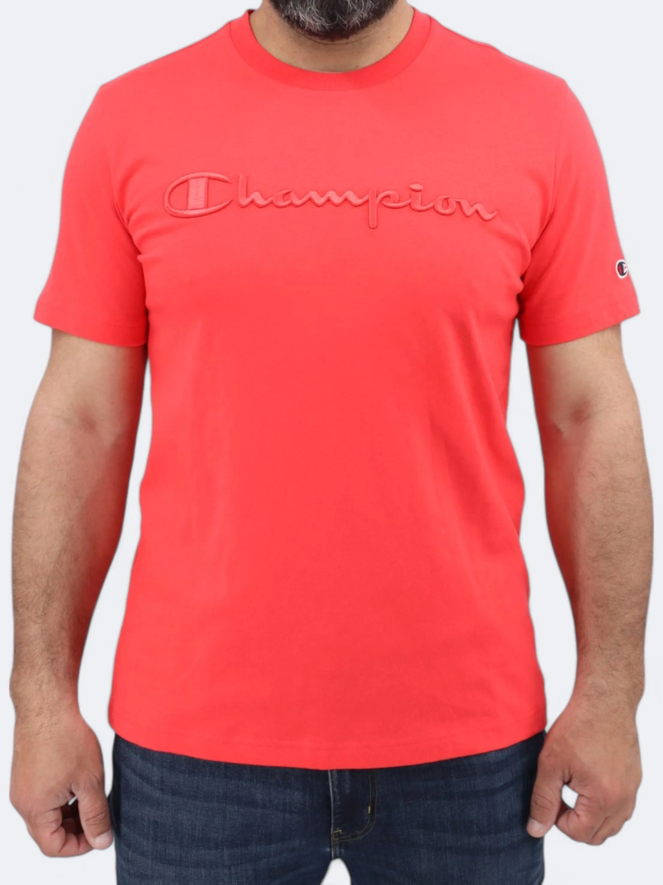 T-shirt Homme avec Logo de Marque Brodé, Rouge