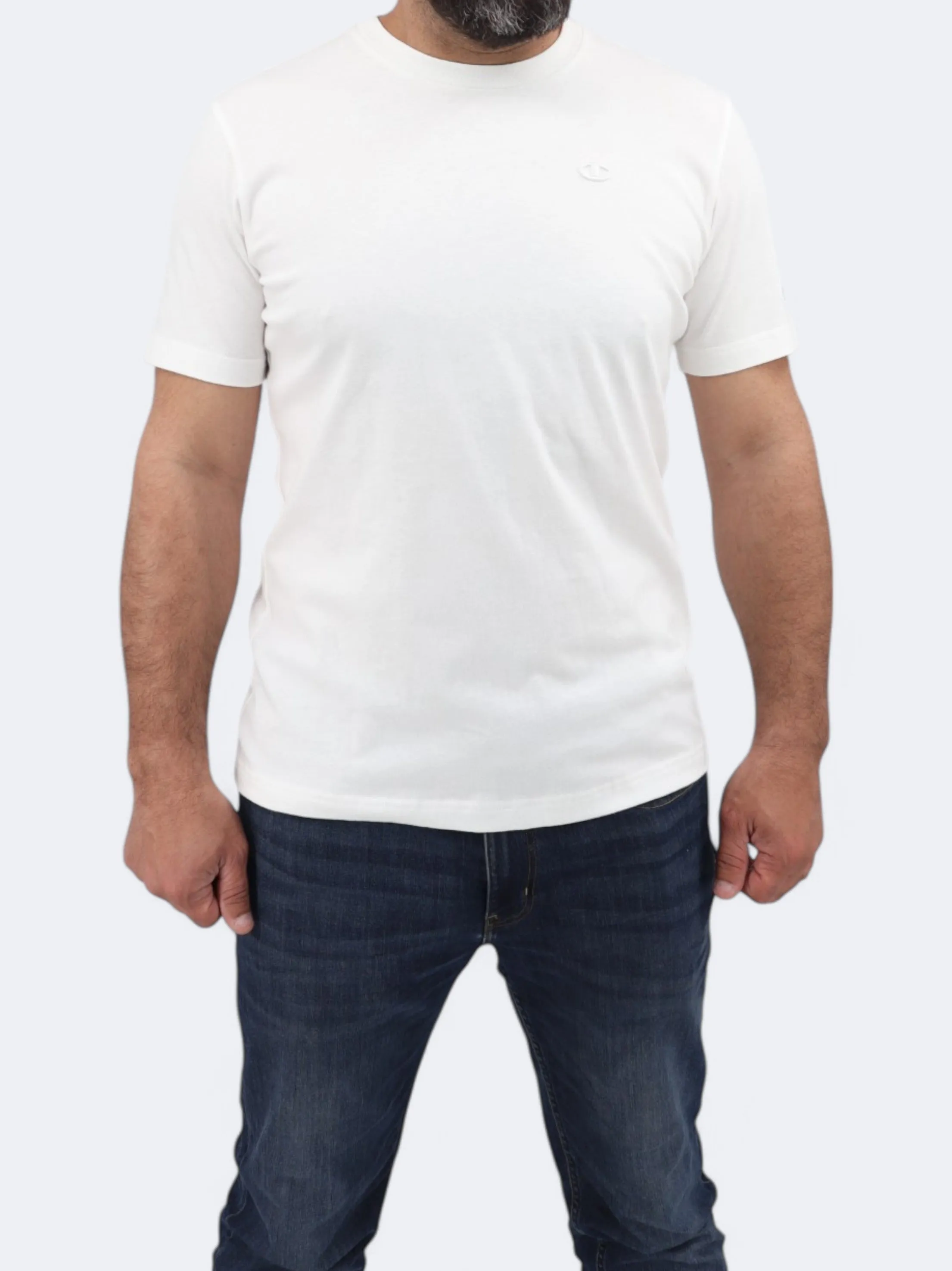 T-shirt Homme Brodé Logo de Marque, Blanc