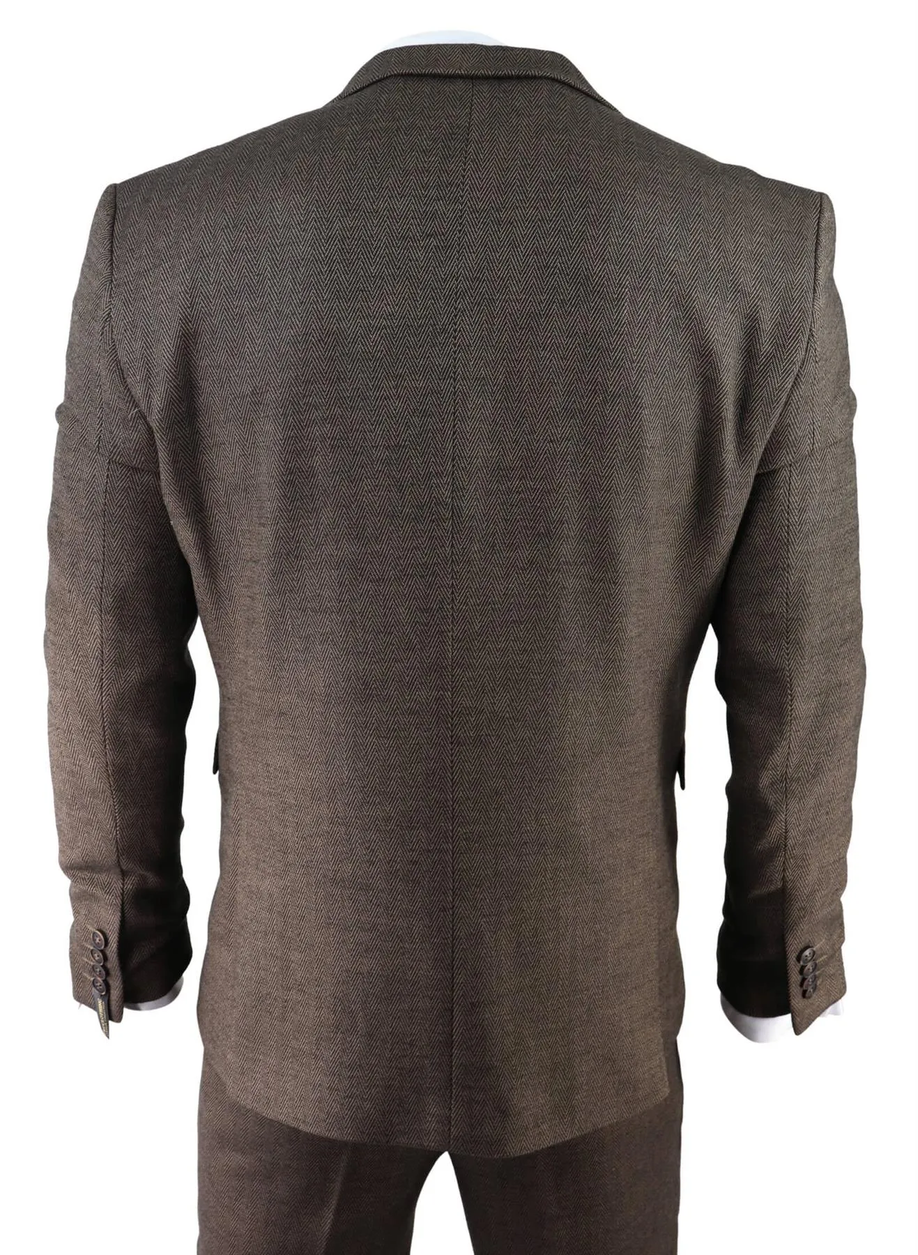 Costume 3 pièces en tweed à chevrons marron pour homme - Style sur mesure classique Peaky Blinders