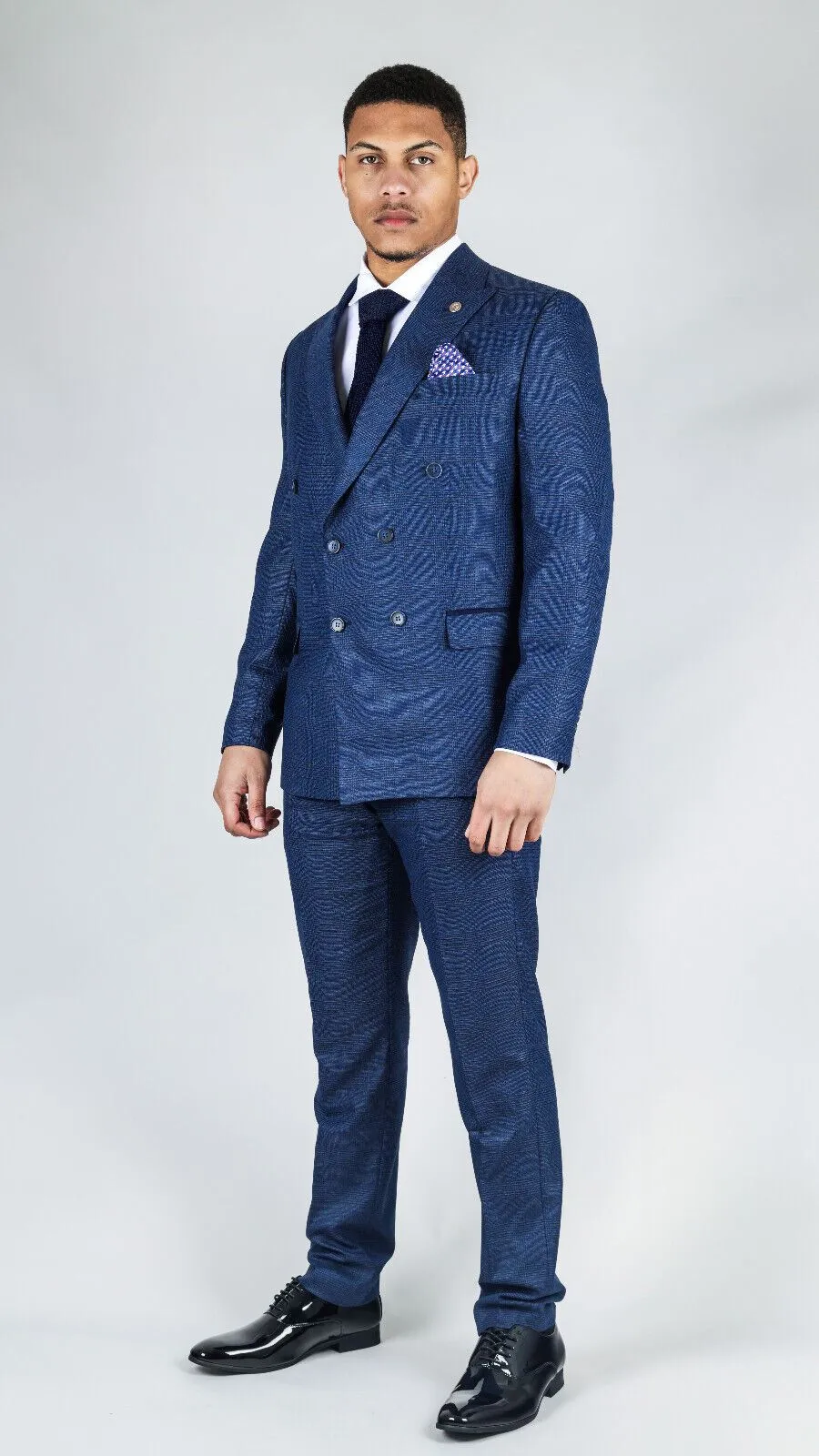 Costume homme bleu classique à double boutonnage 2 pièces