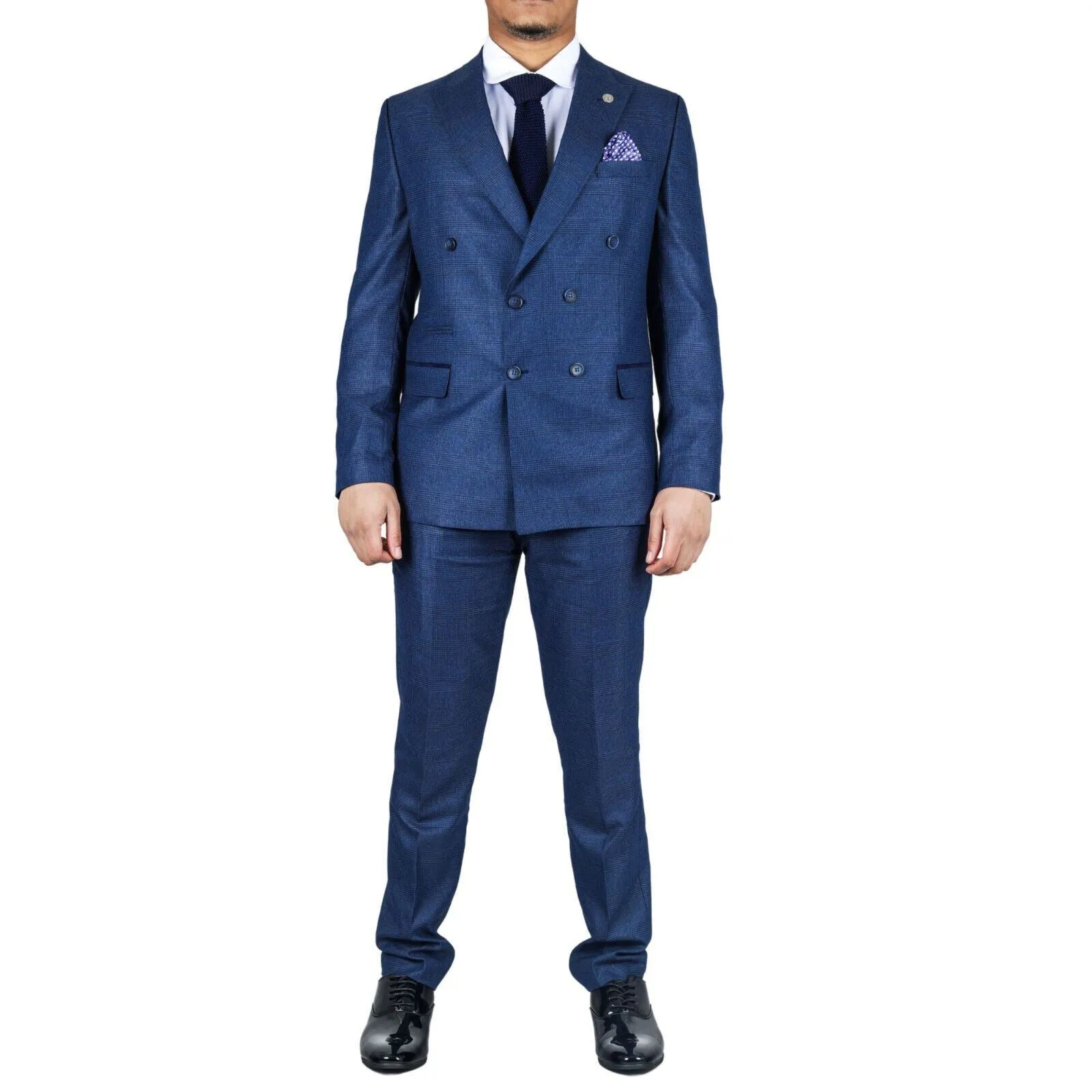 Costume homme bleu classique à double boutonnage 2 pièces
