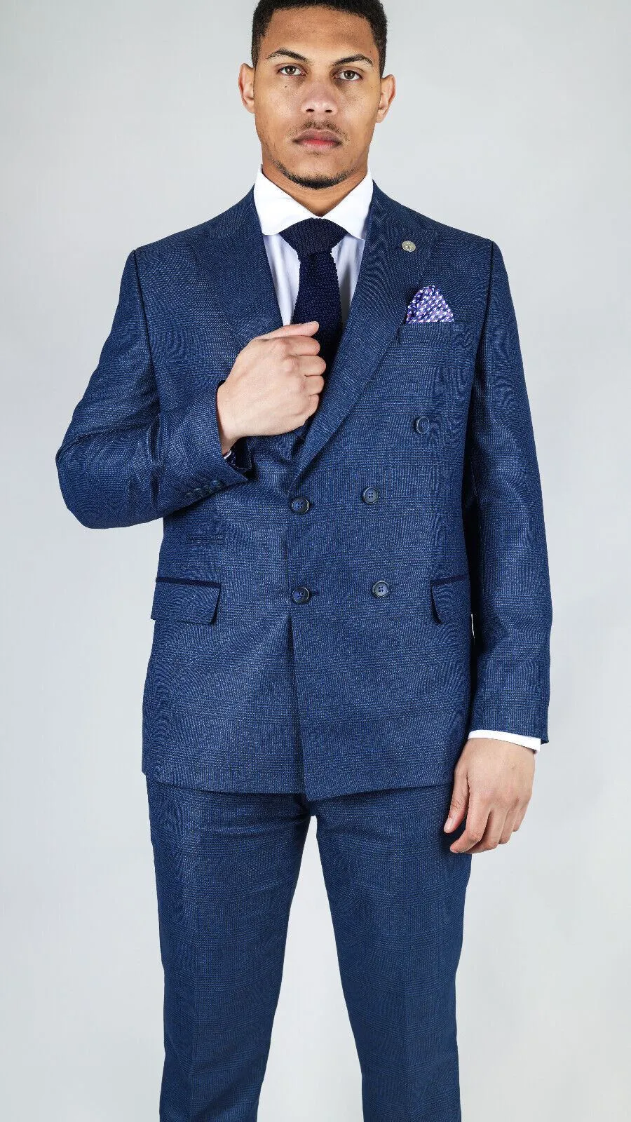 Costume homme bleu classique à double boutonnage 2 pièces
