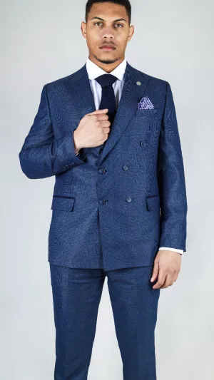 Costume homme bleu classique à double boutonnage 2 pièces