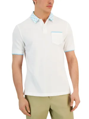 Polo à col imprimé pour homme, Blanc