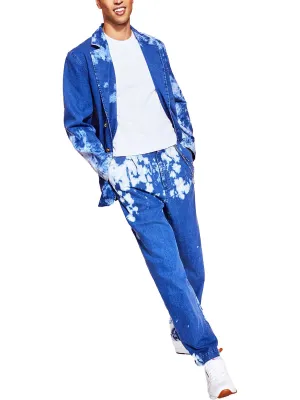 Veste en denim pour homme à col et deux boutons