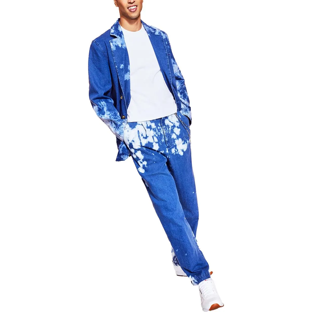 Veste en denim pour homme à col et deux boutons