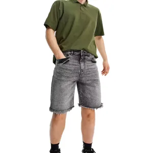 Short en jean pour homme, gris foncé